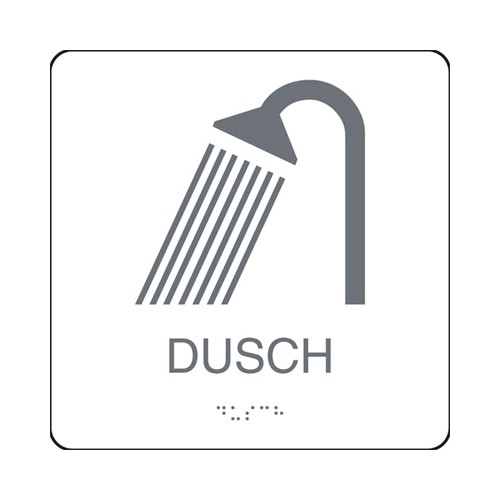 Skylt taktil dusch