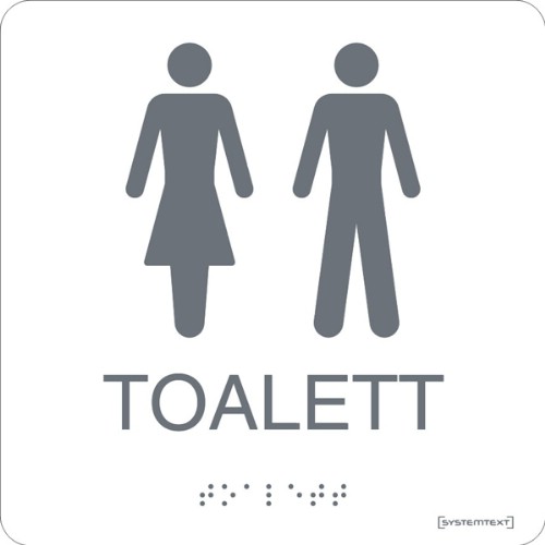Skylt taktil toalett dam/herr