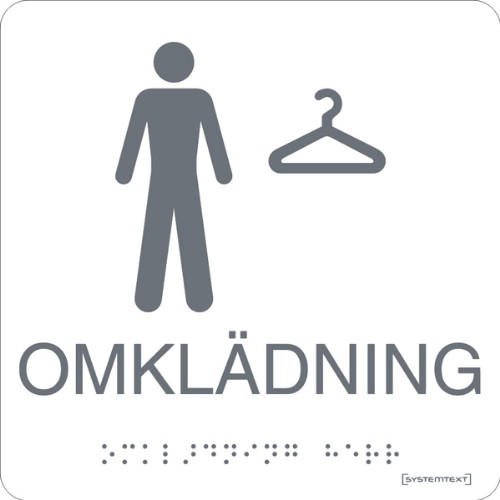 Skylt taktil omklädning herr