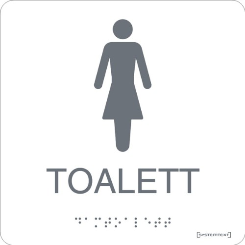 Skylt taktil toalett dam