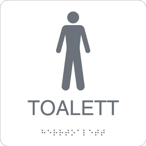 Skylt taktil toalett herr