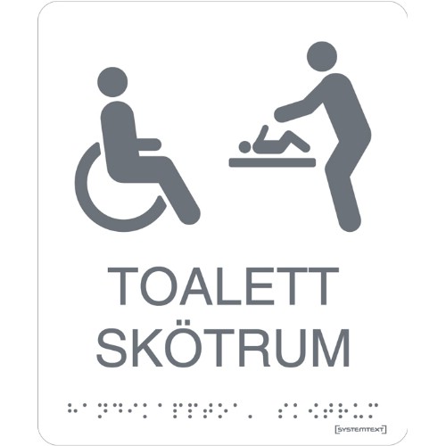 Skylt taktil RWC/Skötrum funktionsnedsättning