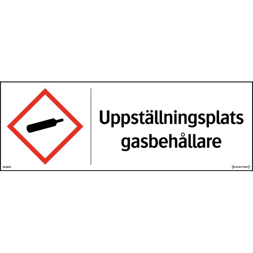 Skylt CLP uppställningsplats gasbehållare