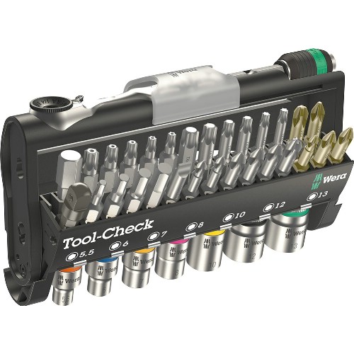 Bits- och hylsnyckelsats 1/4" mm WERA Tool-Check 1 SB