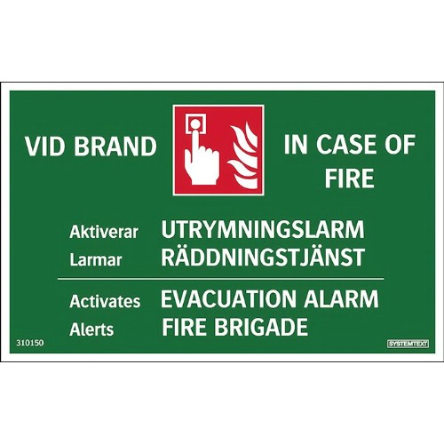 Skylt utrymningslarm / evacuation alarm